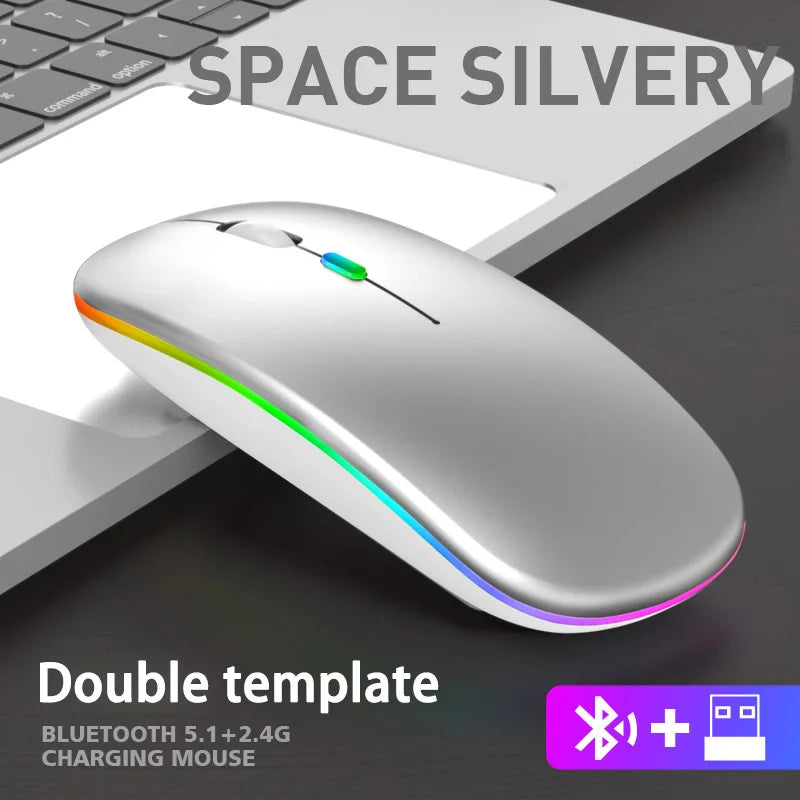 Wireless Mouse Bluetooth and 2.4GHz Dual Modes with RGB