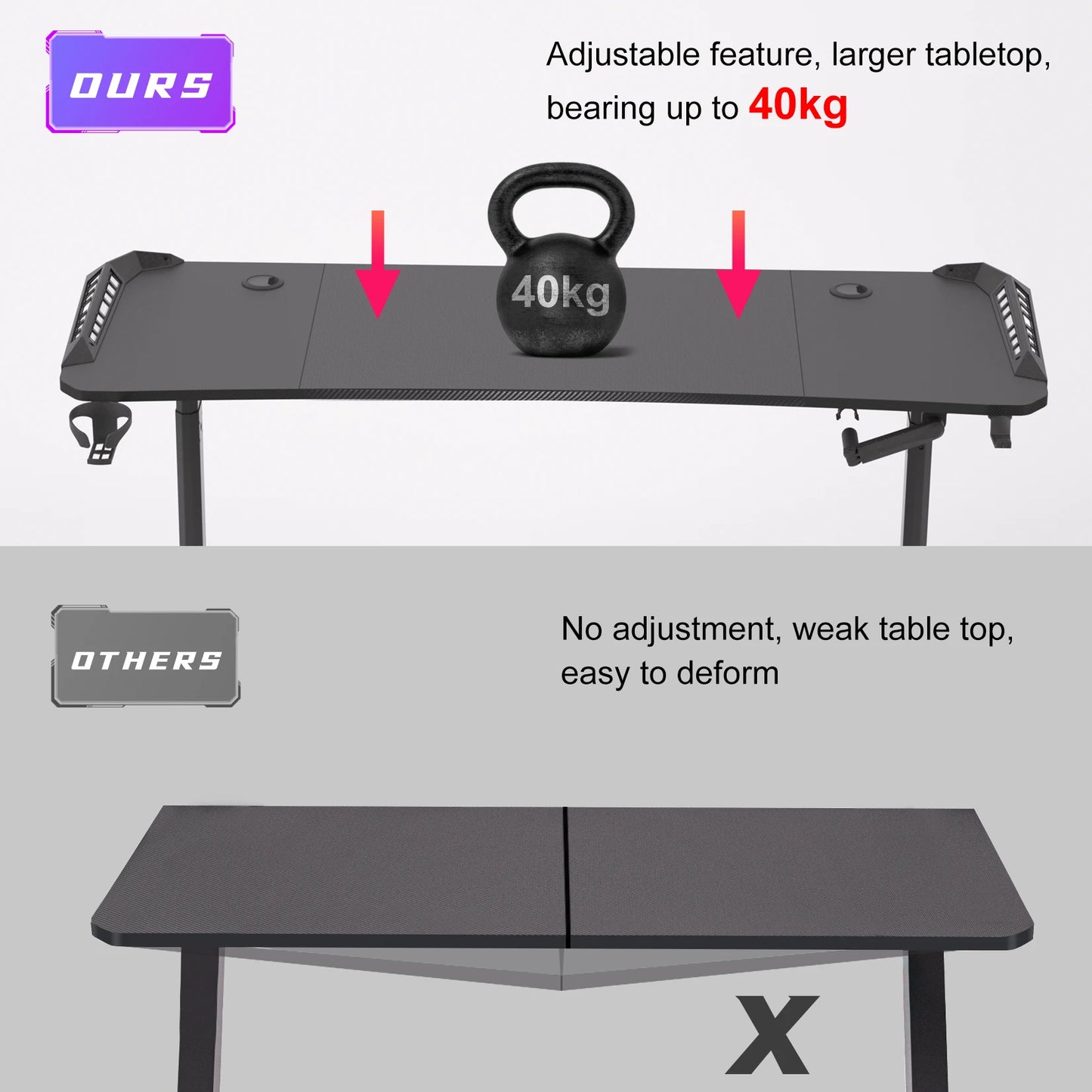 J-ZZ868 Height Adjustable Carbon Fiber Standing Desk Custom Lights