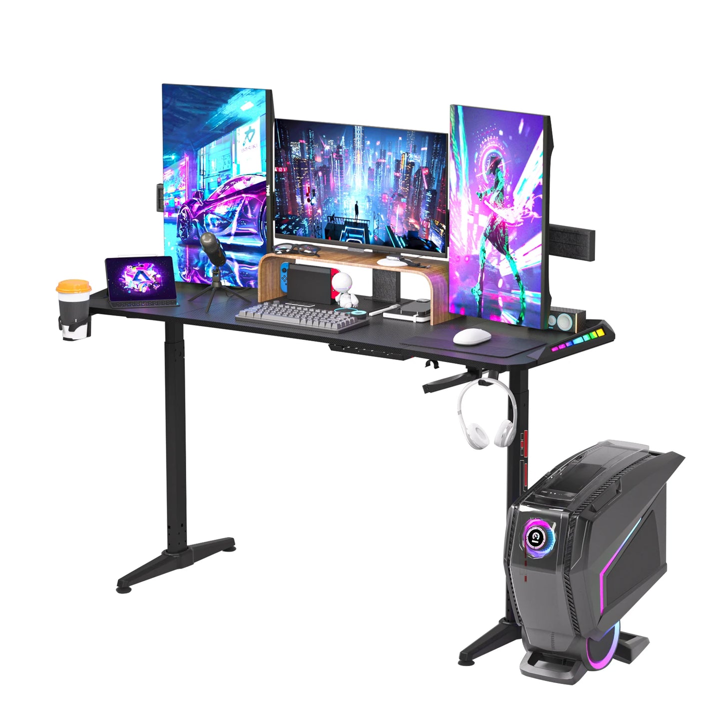 J-ZZ868 Height Adjustable Carbon Fiber Standing Desk Custom Lights
