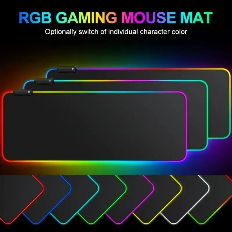 Grand tapis de souris de jeu LED haut de gamme avec modes d'éclairage et contrôle tactile
