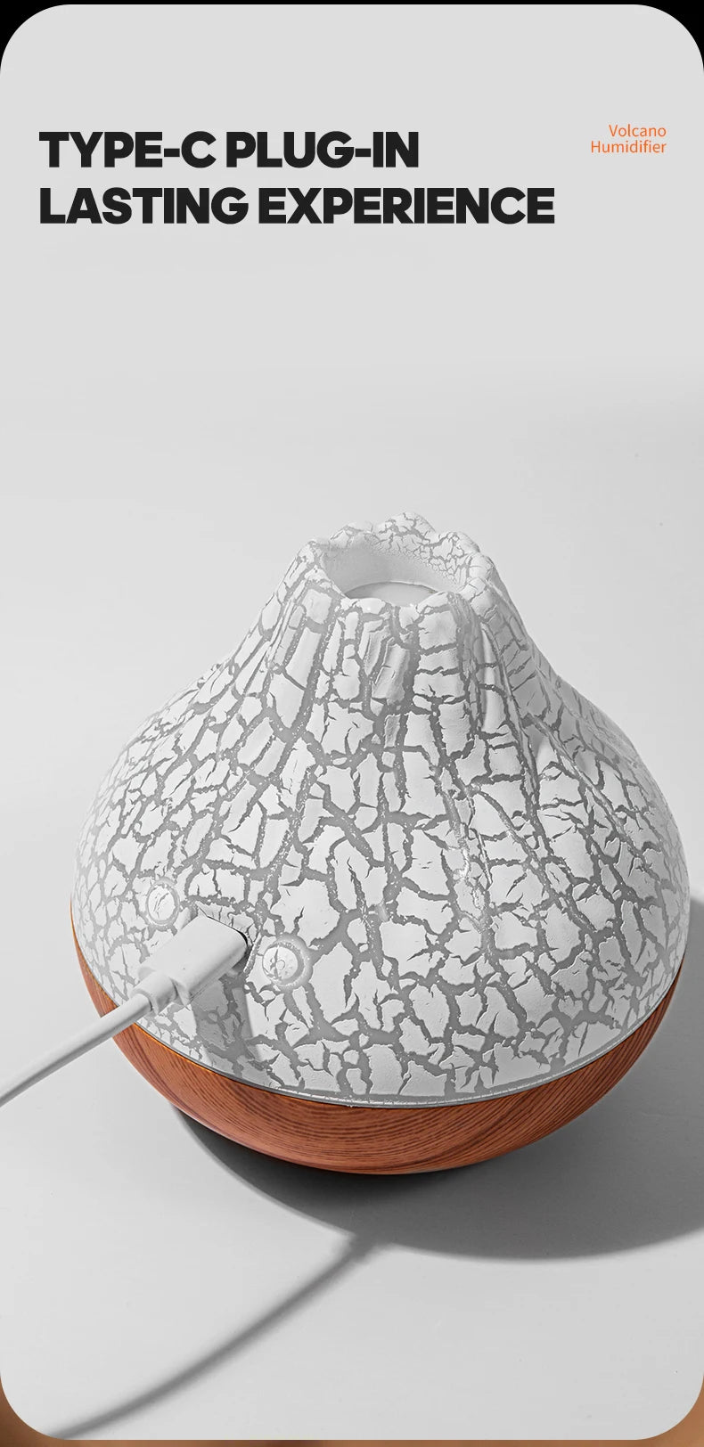 Volcano Air Humidifier with Colourful Ambient Night Light