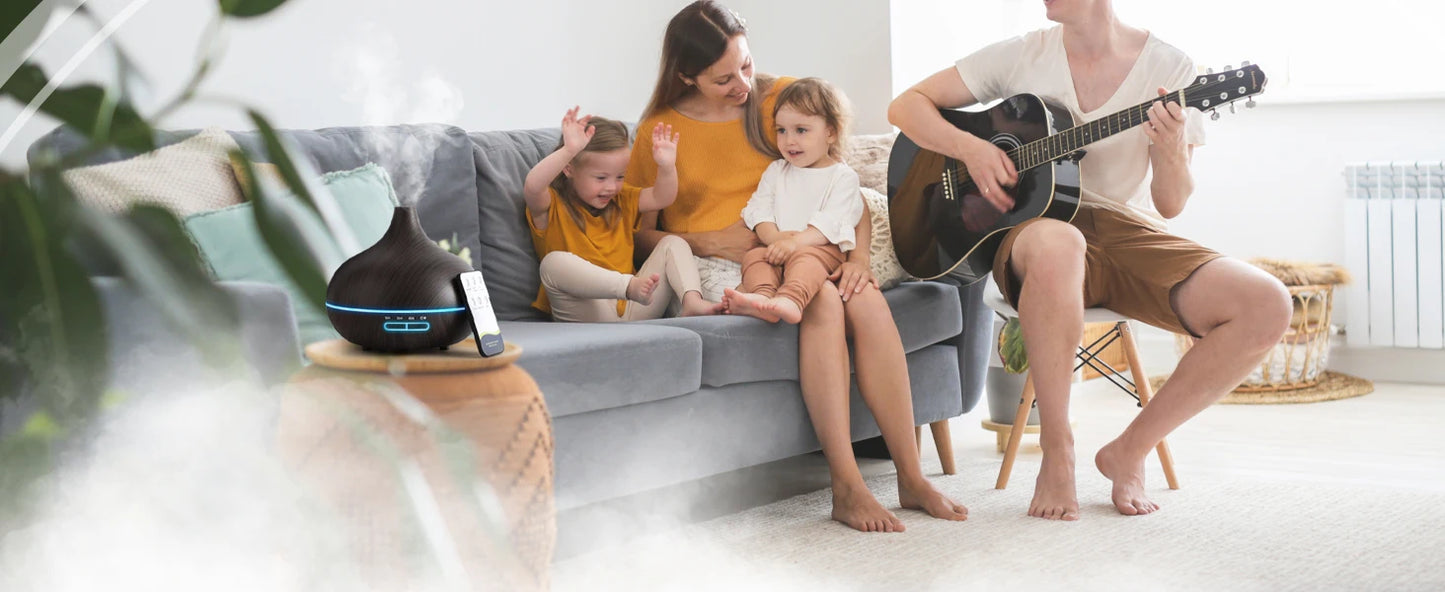 Wood Aroma Diffuser with 7 Colour LED Lights & Remote Control