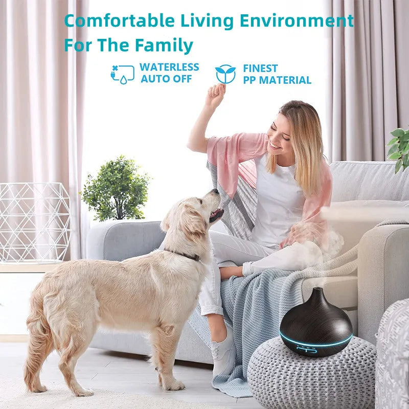 Wood Aroma Diffuser with 7 Colour LED Lights & Remote Control