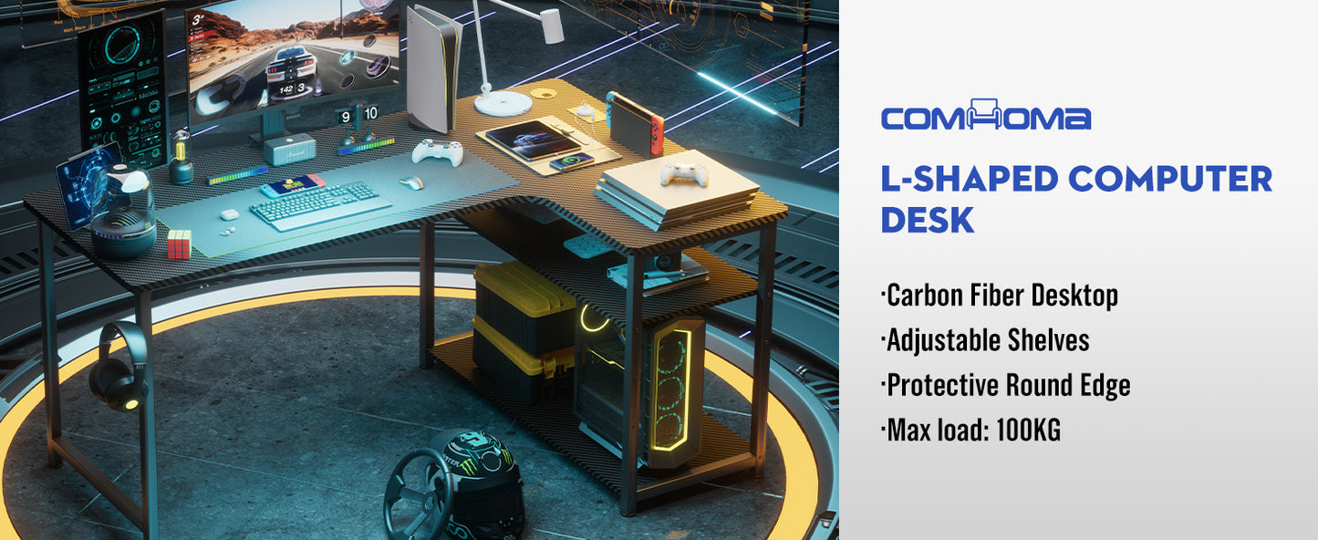 Premium COMHOMA L Shaped Gaming Desk