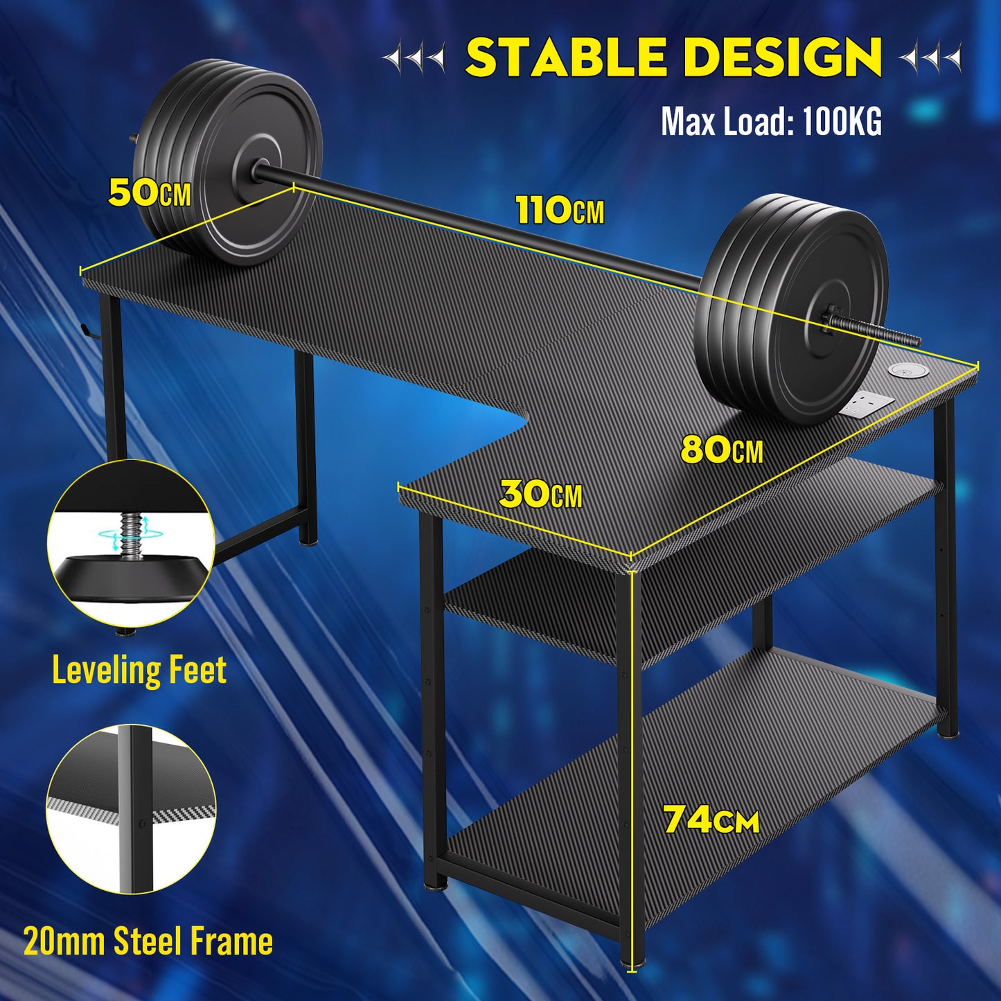Premium COMHOMA L Shaped Gaming Desk