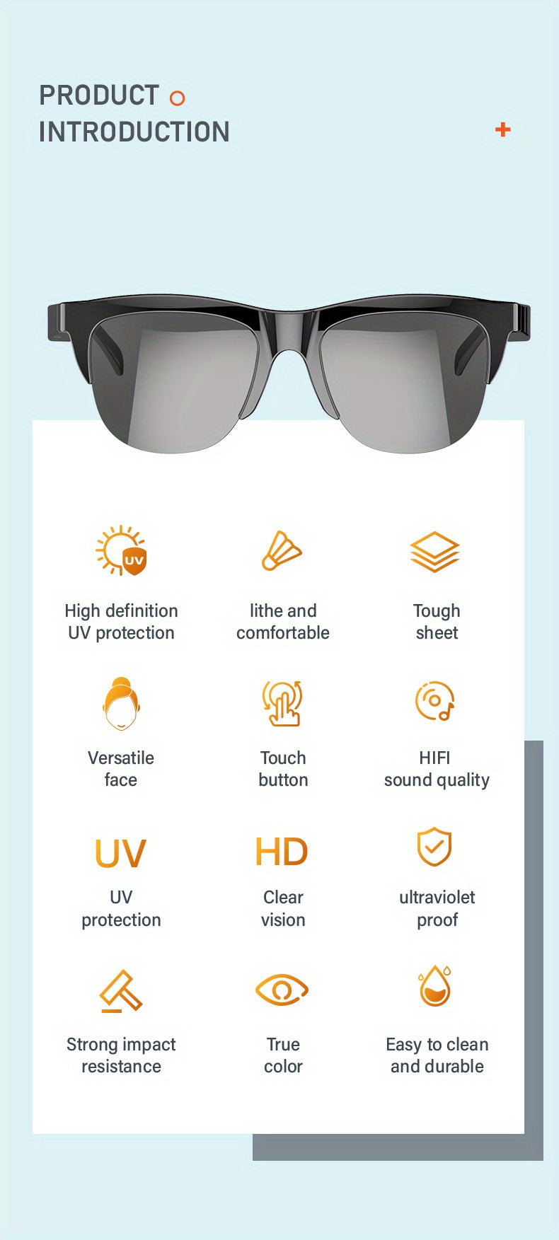 Smart Wireless Glasses – Music, Calls & UV Protection in One