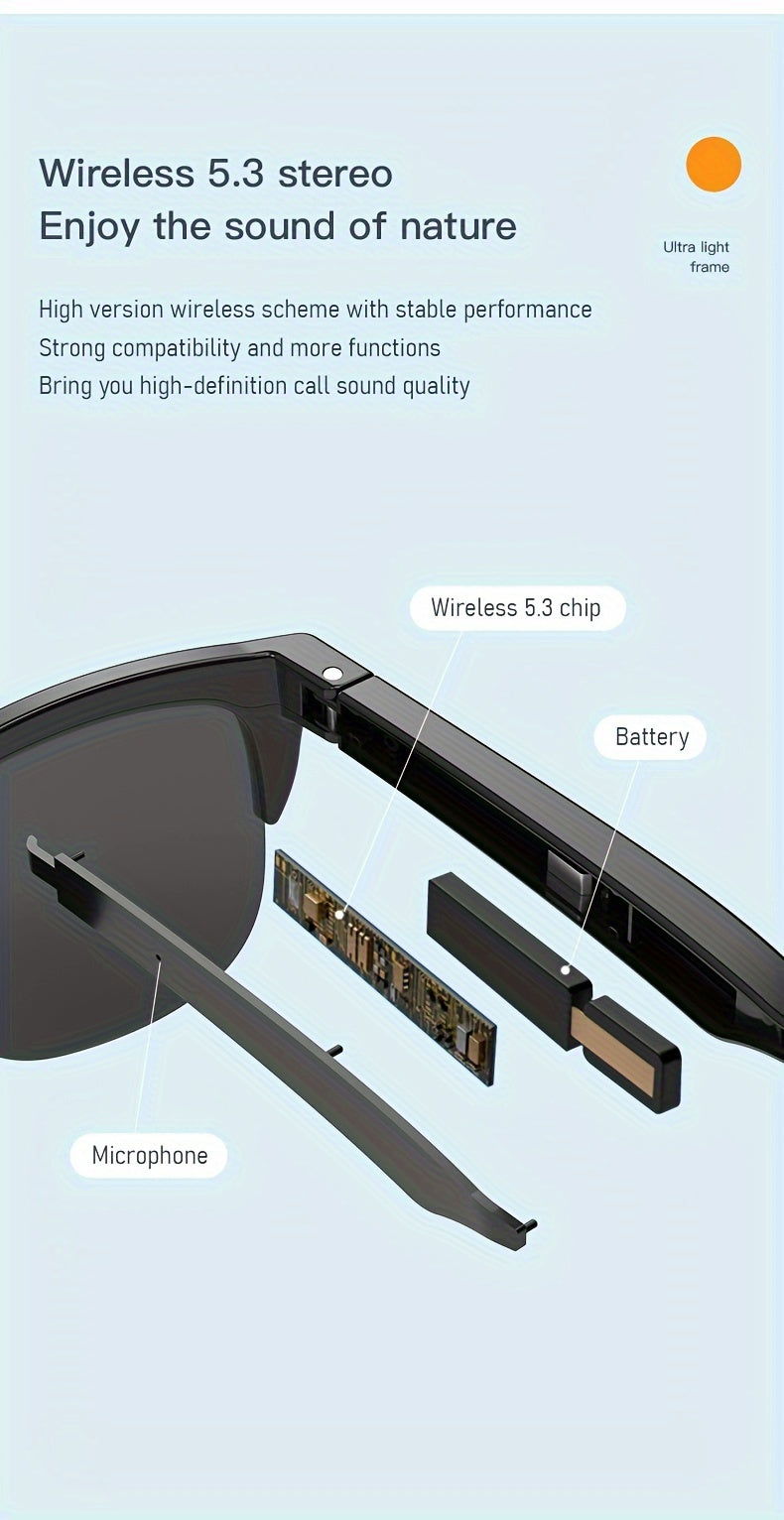 Smart Wireless Glasses – Music, Calls & UV Protection in One
