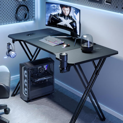 X-Shaped Carbon Fiber Gaming Desk Customise with Custom Lights