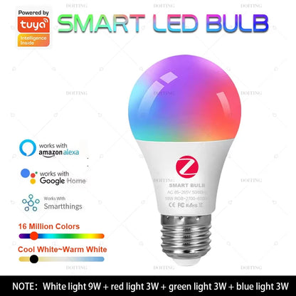 Smart LED Bulb – RGB + Adjustable White Light with App Control