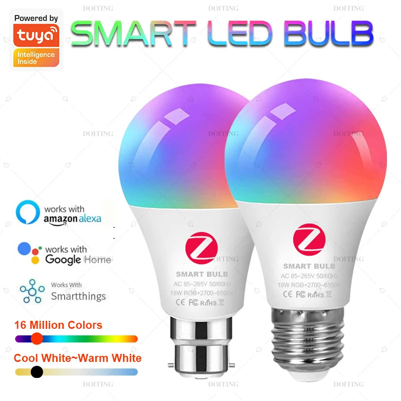 Smart LED Bulb – RGB + Adjustable White Light with App Control