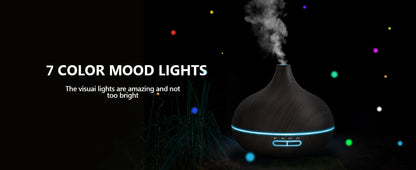 Wood Aroma Diffuser with 7 Colour LED Lights & Remote Control
