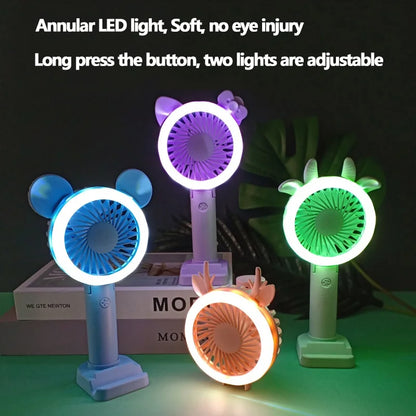 USB LED Light Handheld Fan – Portable, Rechargeable & Multifunctional