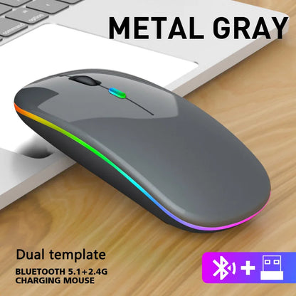 Wireless Mouse Bluetooth and 2.4GHz Dual Modes with RGB