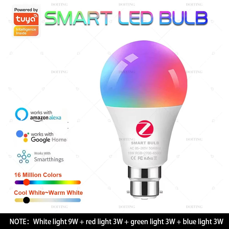 Smart LED Bulb – RGB + Adjustable White Light with App Control