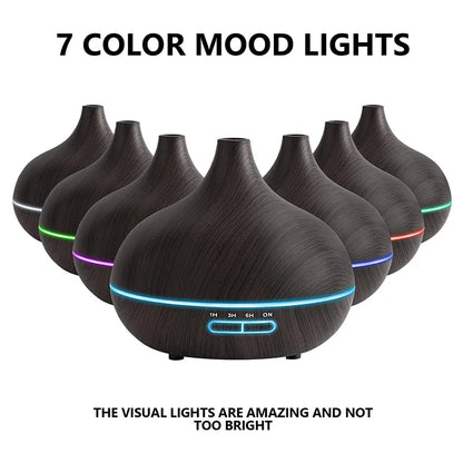 Wood Aroma Diffuser with 7 Colour LED Lights & Remote Control