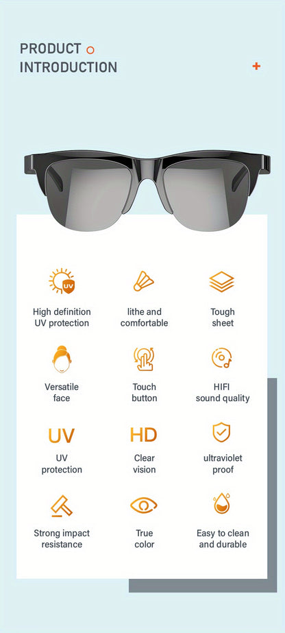 Smart Wireless Glasses – Music, Calls & UV Protection in One
